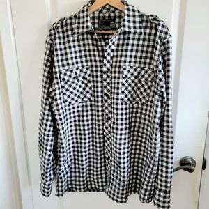 Elixir Men's Black White Gingham Plaid Shirt Size Medium
